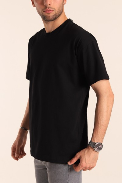 Siyah Oversize Basic Erkek Tişört 184255