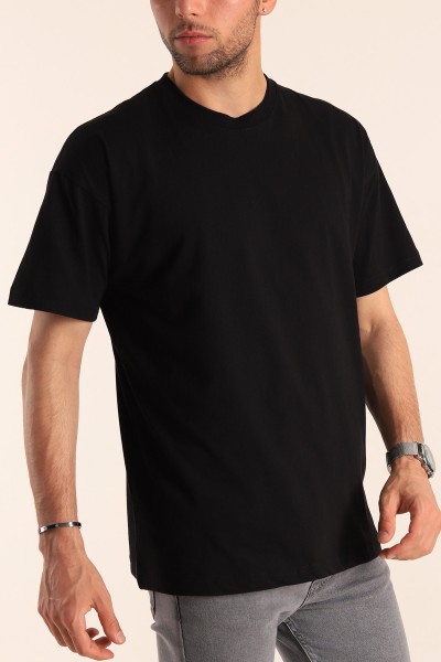 Siyah Oversize Basic Erkek Tişört 184255