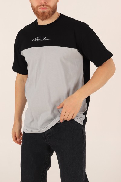 Siyah Oversize Baskılı Erkek Tişört 171994