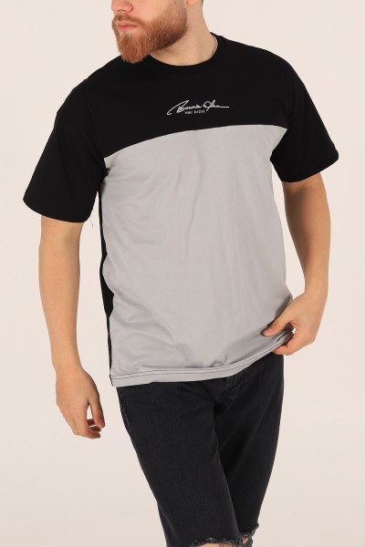 Siyah Oversize Baskılı Erkek Tişört 171994