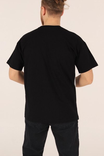 Siyah Oversize Baskılı Erkek Tişört 171994