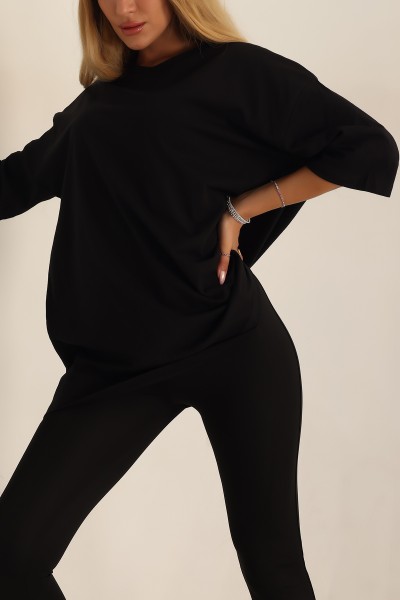 Siyah Oversize Bayan Tişört 199542