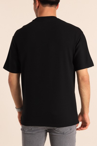 Siyah Oversize Cole Buxton Yazılı Erkek Tişört 181787