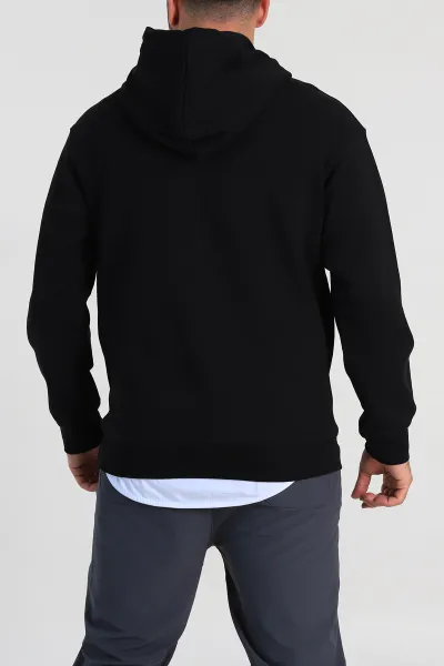 Siyah Oversize Duble Kumaş Basic Erkek Kapüşonlu Sweatshirt 300184