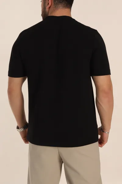 Siyah Oversize Kabartma Yazı Detaylı Erkek Tişört 354080