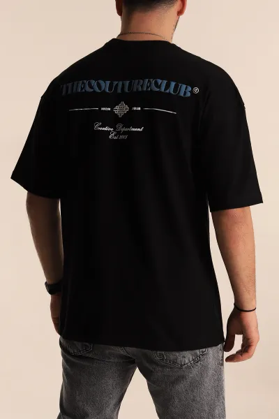 Siyah Oversize Suprem Kumaş Sırt Baskılı Erkek Tişört 267435