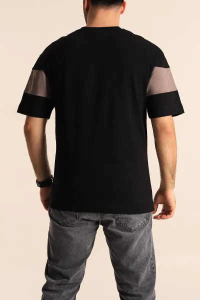 Siyah Oversize Suprem Parçalı Erkek Tişört 249447