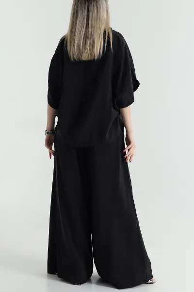 Siyah Oversize Tencel Kadın İkili Takım 471672