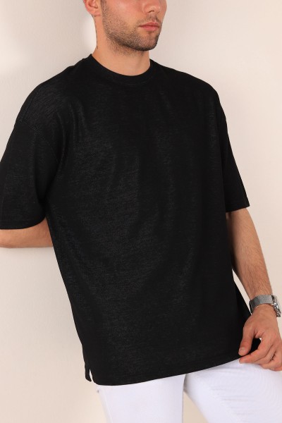 Siyah Oversize Triko Erkek Tişört 163415