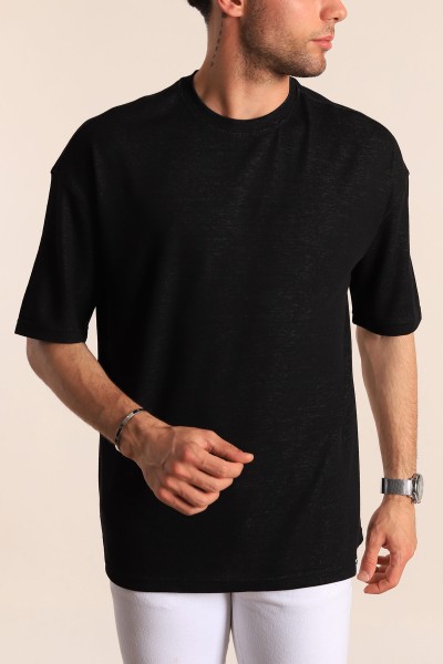 Siyah Oversize Triko Erkek Tişört 163415