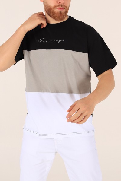 Siyah Oversize Yazı Baskılı Tişört 171957