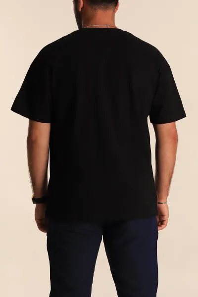 Siyah Oversize Yazı Detaylı Erkek Tişört 247943