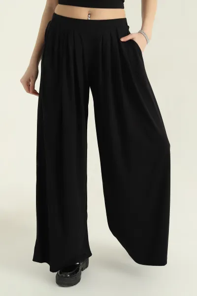 Siyah Oysho Bol Paça Bayan Pantolon 353986