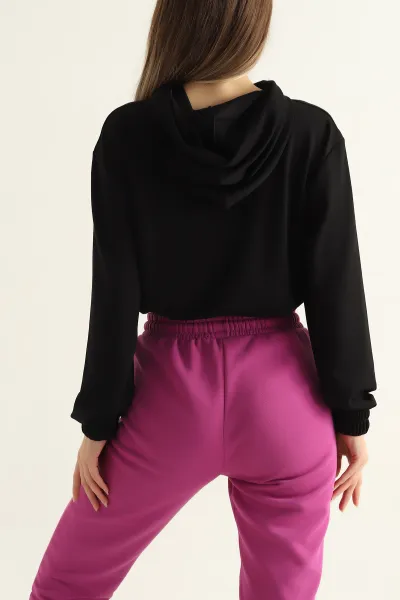 Siyah Oysho Kapüşonlu Bayan Sweat 310922