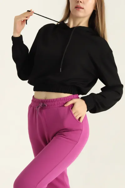 Siyah Oysho Kapüşonlu Bayan Sweat 310922