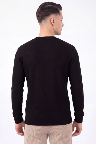 Siyah Oysho Kumaş Çizgili Erkek Sweatshirt 482838