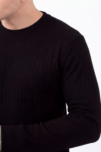 Siyah Oysho Kumaş Çizgili Erkek Sweatshirt 482838