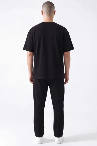 Siyah Oysho Kumaş Oversize Bisiklet Yaka Erkek İkili Takım 445188