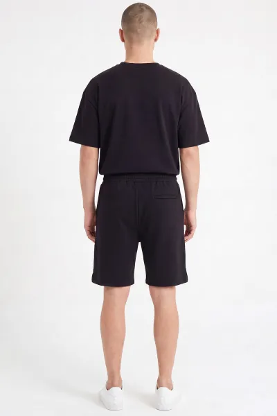 Siyah Oysho Kumaş Oversize Erkek Şortlu Takım 467613