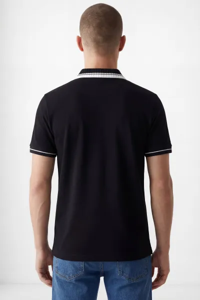 Siyah Oysho Kumaş Polo Yaka Erkek Tişört 447827