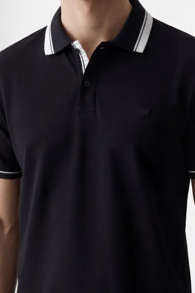 Siyah Oysho Kumaş Polo Yaka Erkek Tişört 447827