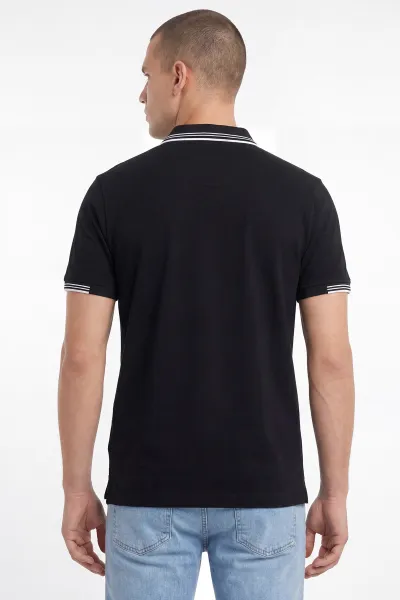 Siyah Oysho Kumaş Polo Yaka Erkek Tişört 462537