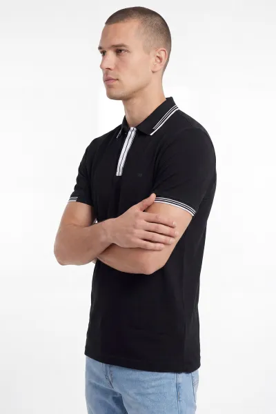 Siyah Oysho Kumaş Polo Yaka Erkek Tişört 462537