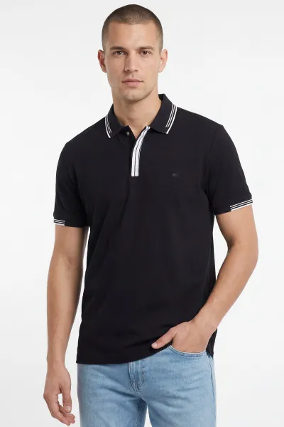 Siyah Oysho Kumaş Polo Yaka Erkek Tişört 462537