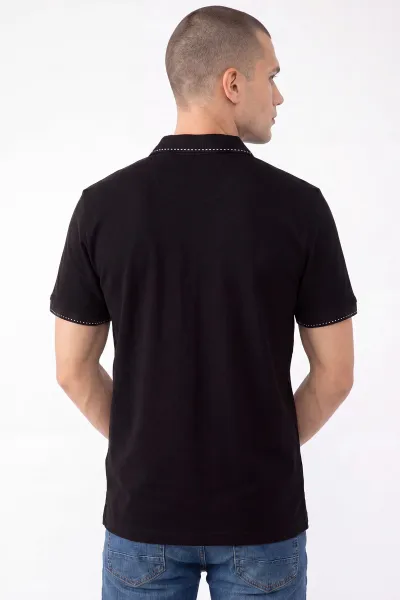 Siyah Oysho Kumaş Polo Yaka Erkek Tişört 467580