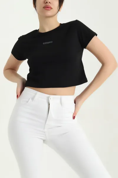 Siyah Oysho Süprem Crop 340883