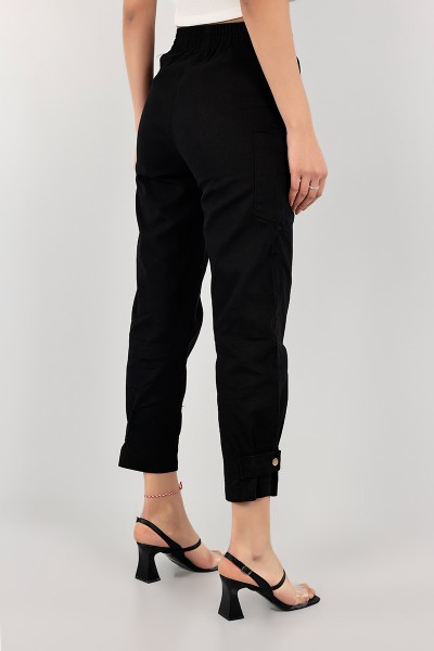 Siyah Paça Çıt Çıtlı Bayan Gabardin Pantolon 103228
