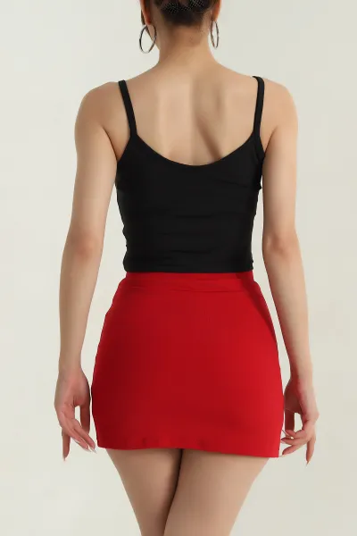 Siyah Palmiye İp Askılı Kadın Crop 379575