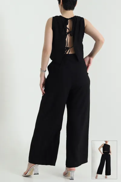 Siyah Pantolon Bluz Kadın Çilek İkili Takım 454778