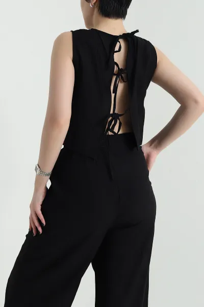 Siyah Pantolon Bluz Kadın Çilek İkili Takım 454778