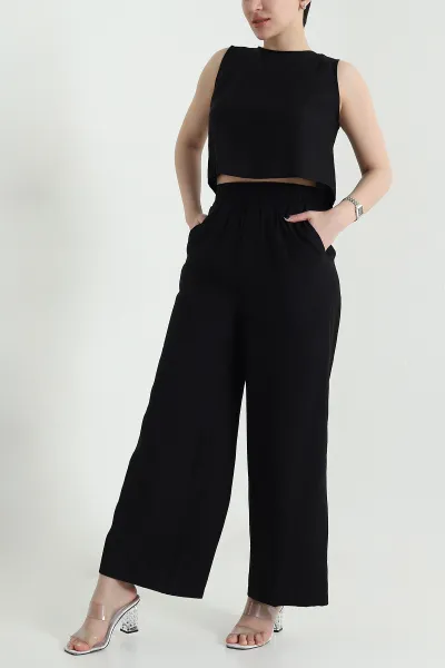 Siyah Pantolon Bluz Kadın Çilek İkili Takım 454778