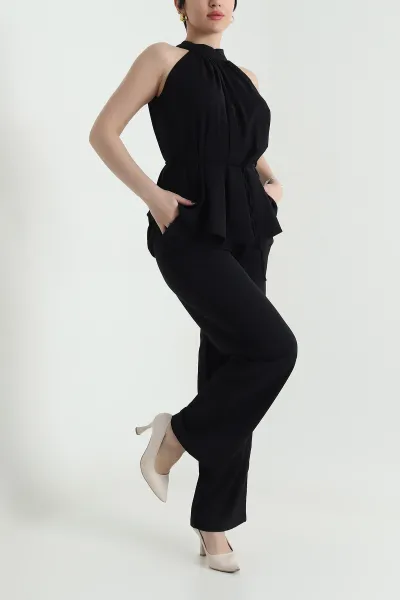 Siyah Pantolon Bluz Kadın Linda İkili Takım 452907