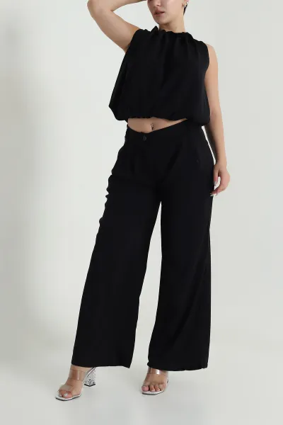 Siyah Pantolon Bluz Linda Kadın İkili Takım 484193