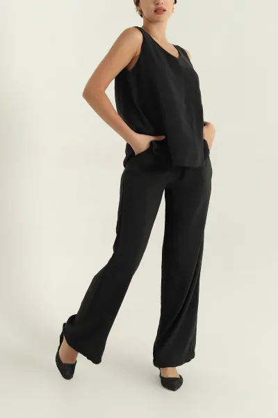 Siyah Pantolon Bluz Modal Kadın İkili Takım 362251