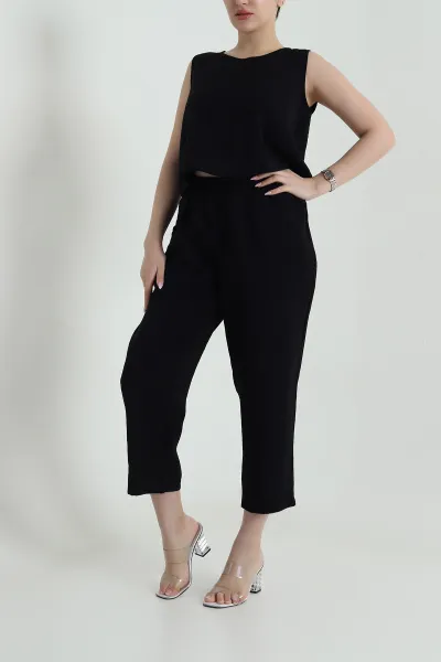 Siyah Pantolon Bluz Modal Kadın İkili Takım 458411