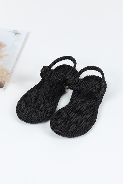 Siyah Parmak Arası Hasır Sandalet 97505