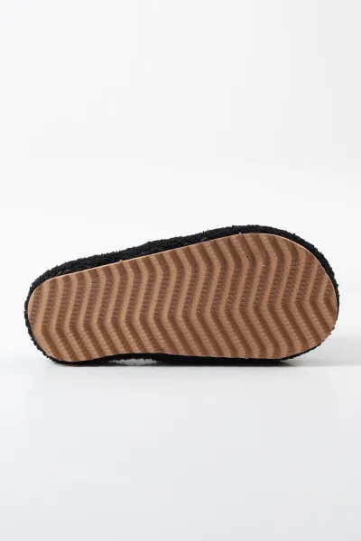 Siyah Peluş Önü Kapalı Figürlü Kadın Ev Terliği 488438