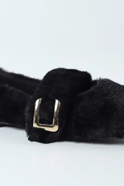 Siyah Peluş Toka Detaylı Kadın Ev Babeti 491434