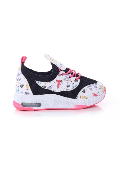 Siyah Pembe (22-25 Bebe) Işıklı Harf Baskılı Kız Bebe Spor Ayakkabı 173775