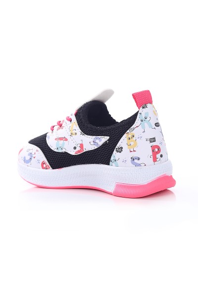 Siyah Pembe (22-25 Bebe) Işıklı Harf Baskılı Kız Bebe Spor Ayakkabı 173775