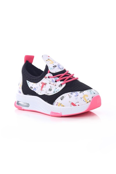 Siyah Pembe (22-25 Bebe) Işıklı Harf Baskılı Kız Bebe Spor Ayakkabı 173775