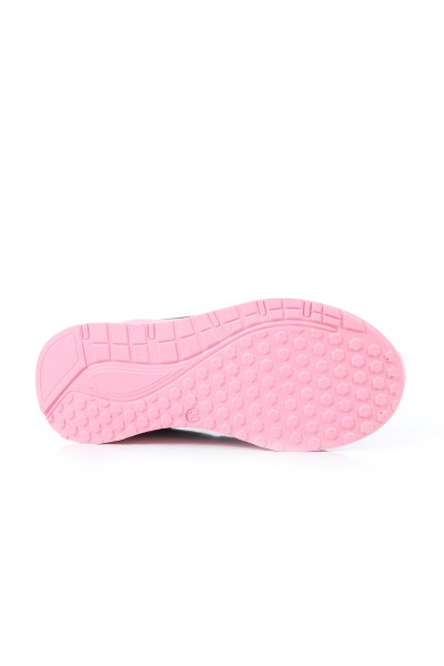 Siyah Pembe (31-35 Filet) Lastik Bağlı Çırtlı Fileli Kız Çocuk Spor Ayakkabı 168648