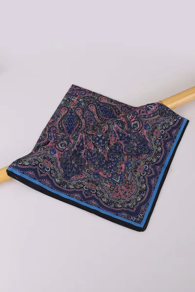 Siyah-Pembe 90x90 Cm Dijital Baskı Etnik Desenli Pamuk Eşarp 367881