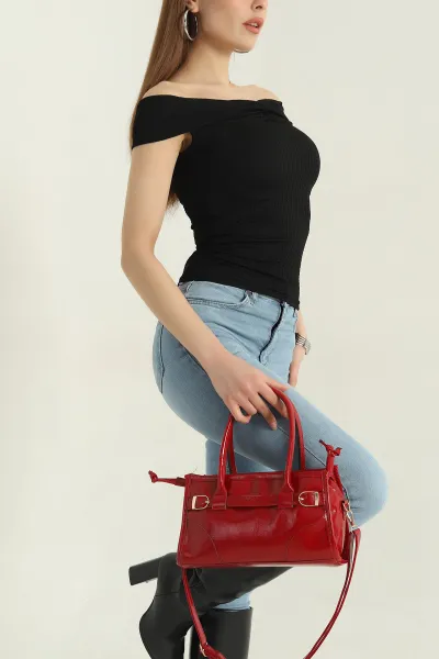 Siyah Petek Madonna Yaka Likralı Kadın Bluz 358289