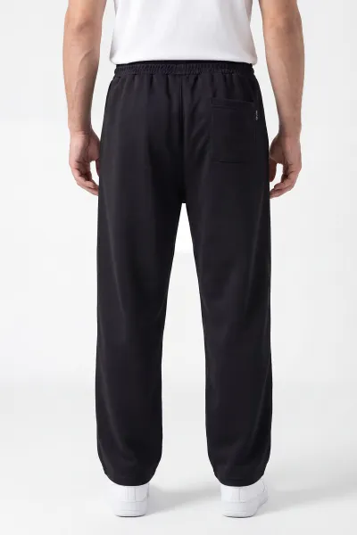 Siyah Pike Kumaş Baggy Belden Bağlamalı Erkek Pantolon 442074