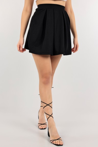 Siyah Pileli Beli Lastikli Etek 109692